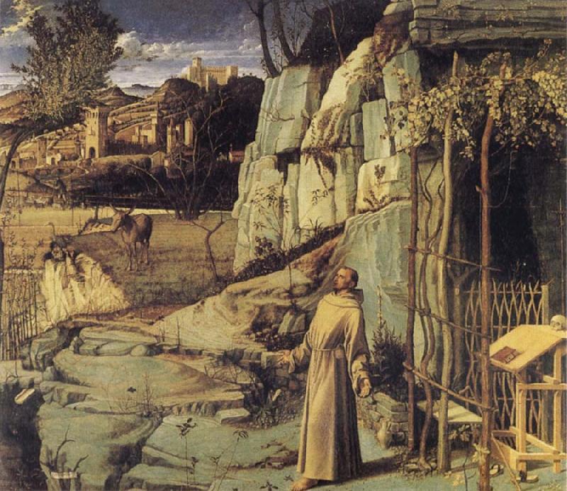BELLINI, Giovanni St Francis in the Wilderness oil painting picture